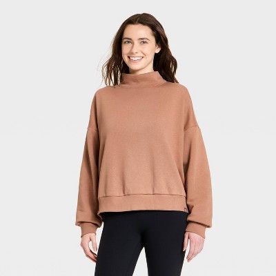 Women's Mock Neck Sweatshirt - JoyLab™  Light Brown XS | Target