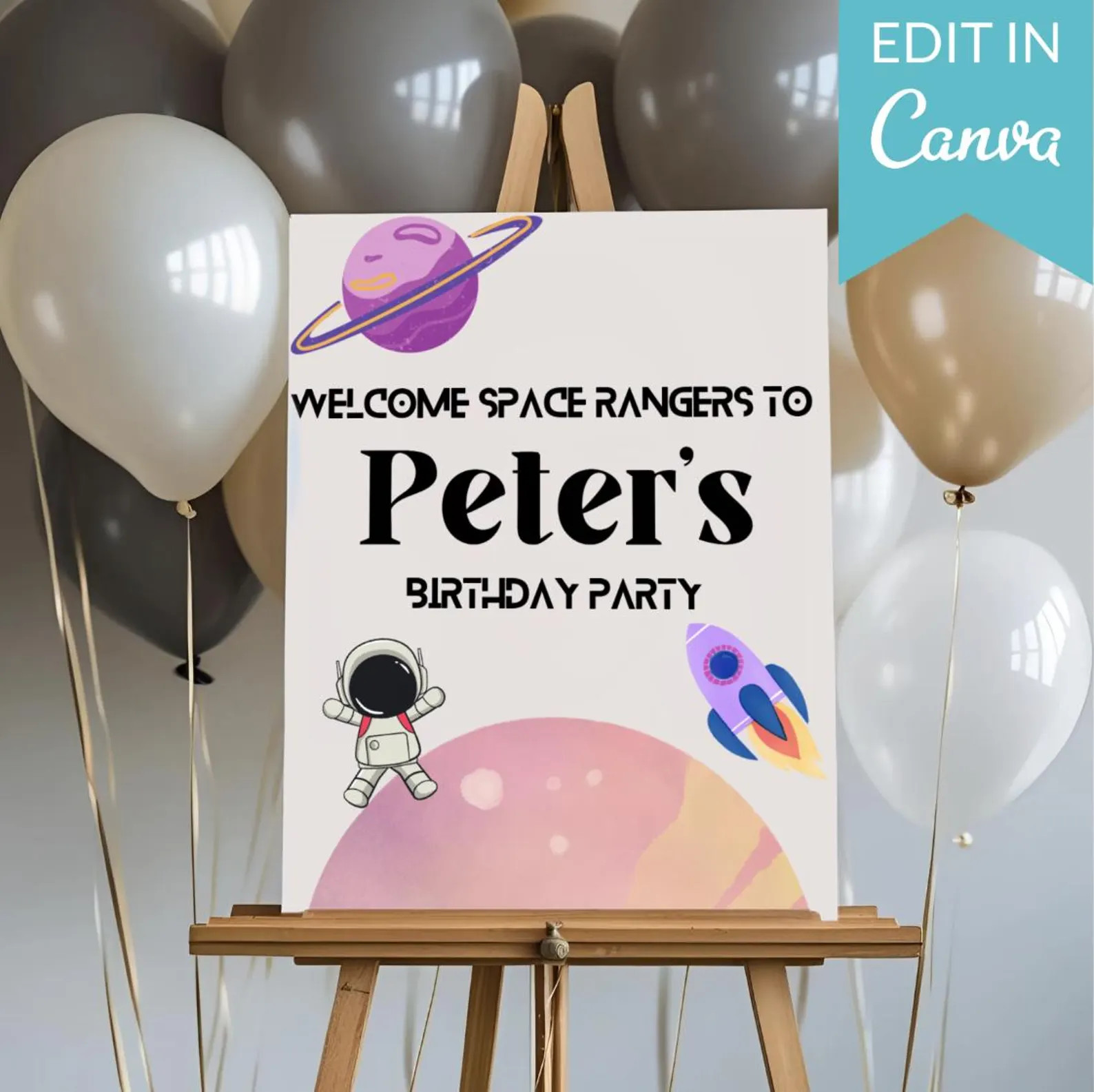Editable Space Ranger Birthday Welcome Sign (Editable Canva Template) | Etsy (Global)