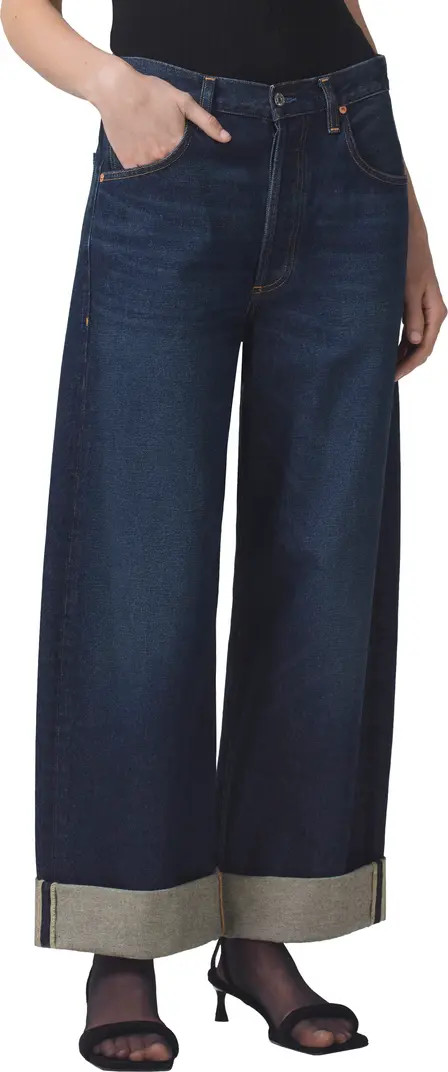 Ayla Cuffed Super High Waist Crop Baggy Jeans | Nordstrom