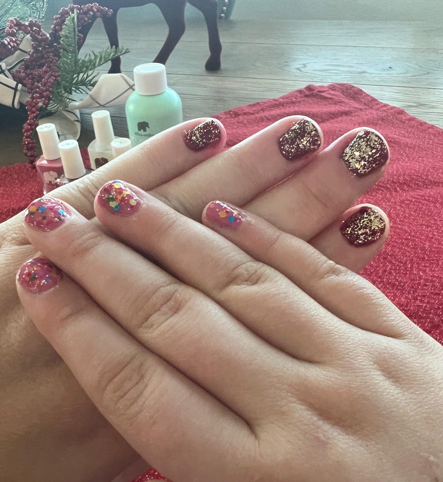 So much fun painting our nails for Thanksgiving! Blown away by these Ella+Mila products. The toppers are amazing and actually work! If you’ve tried sparkly toppers and been disappointed, you will love these ones! @ellamila @cvspharmacy #ellamillaholiday gifted - thank you!!

#LTKmomlife #LTKHoliday #LTKGiftGuide