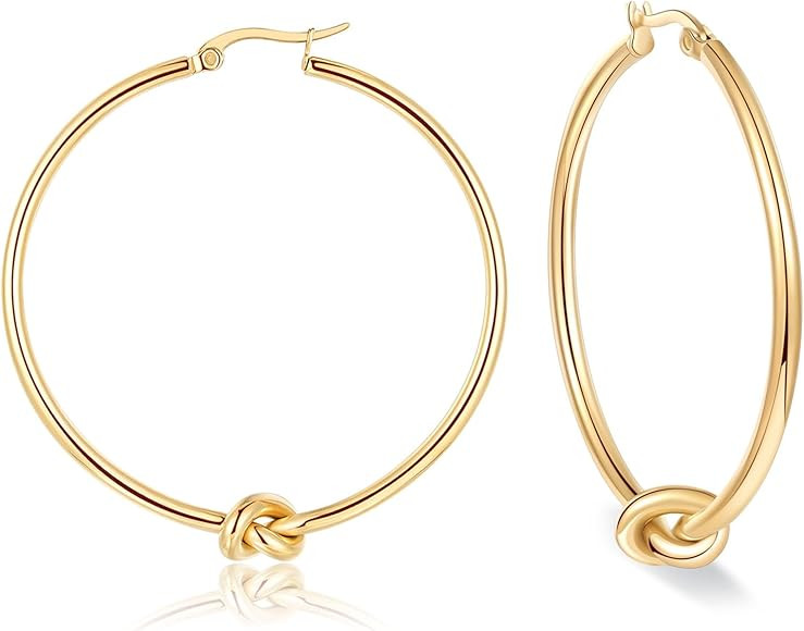 LrioPvy Knot Gold Hoop Earrings for Women Large Gold Knot Hoop Earrings Statement Knot Hoops Hypo... | Amazon (US)