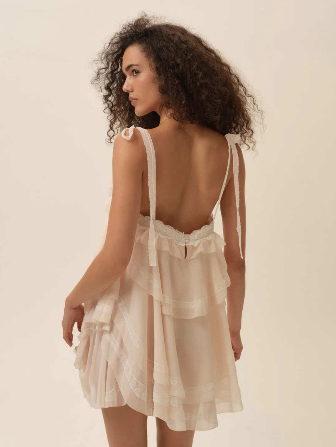 Juniper Ruffle Mini Dress \u2014 Peach | For Love & Lemons