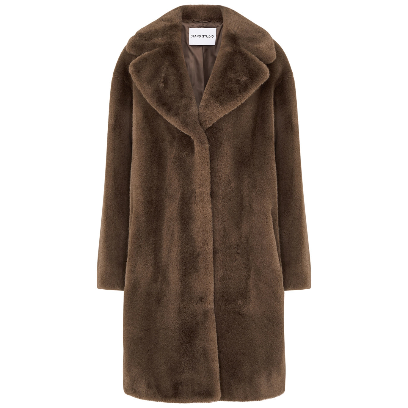 Stand Studio Camille Cocoon Faux Fur Coat - Brown - 6 | Harvey Nichols (Global)