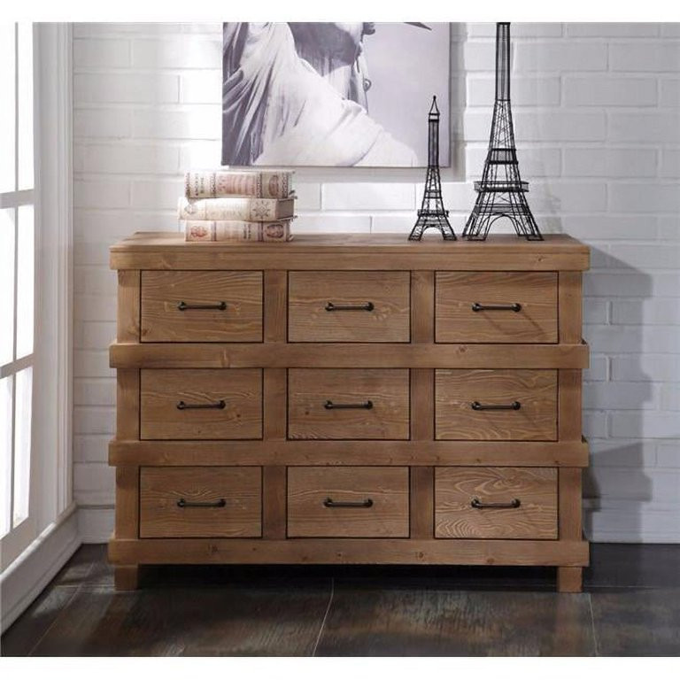 Benzara BM160030 32 x 19 x 44 in. Capacious Wooden Dresser, Antique Oak Brown | Walmart (US)