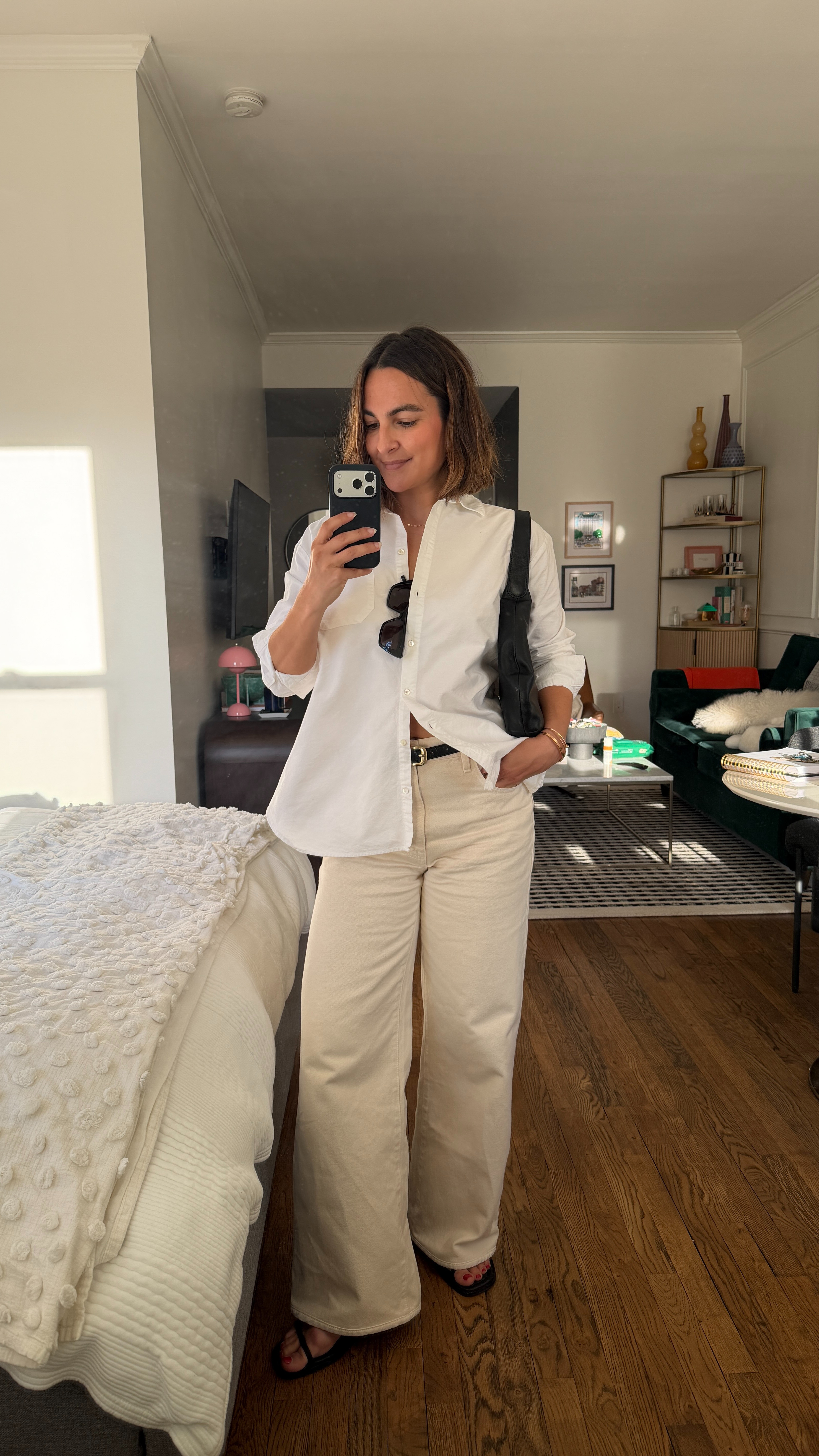 Today's easy outfit! This oversized button down is a favorite of mine, the structure is so good. Love it paired with my new SLVRLAKE jeans - this khaki color can easily be taken from day to night!  

 #LTKootd #LTKSeasonal