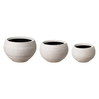 Glitzhome® 19" White Eco-Friendly Oversized Faux Porcelain Round Fluted Planter Set | Michaels Stores