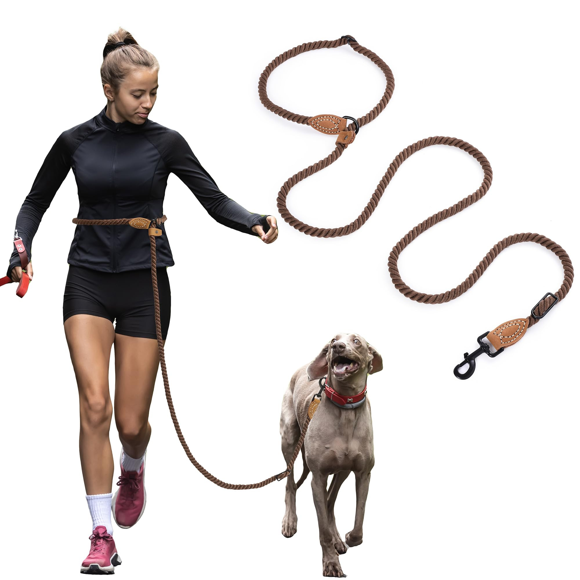 Mile High Life Hands Free Leather Tailor Handle Mountain Climbing Dog Rope 6FT Leash with Heavy D... | Amazon (CA)
