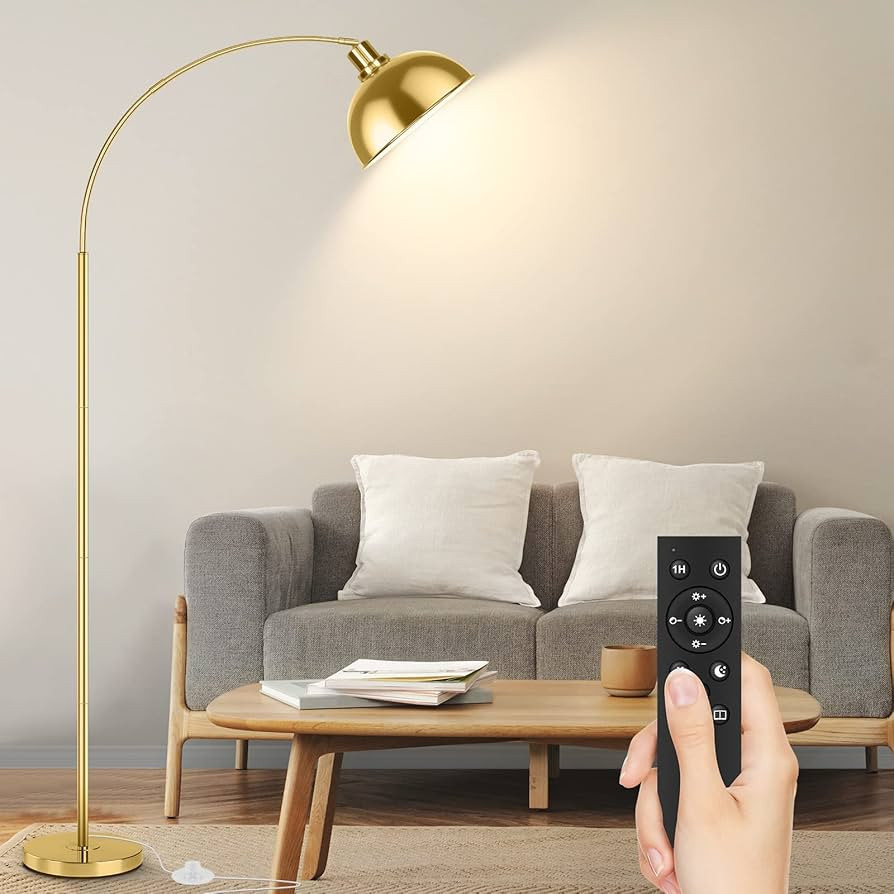 Arc Floor Lamps for Living Room, Modern Tall Standing Lamp Remote Control,Stepless Dimmable Gold ... | Amazon (US)