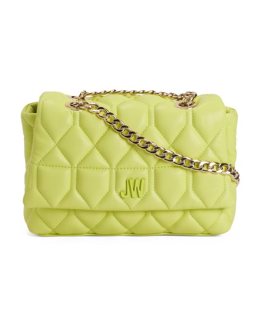 Leather Aria Quilted Chain Shoulder Bag | TJ Maxx