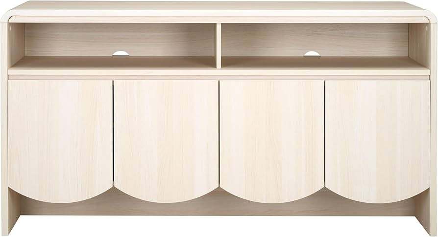 SAFAVIEH Narine TV Stand for up to 65" Flatscreen – Bleached White, 4 Doors with Interior Stora... | Amazon (US)