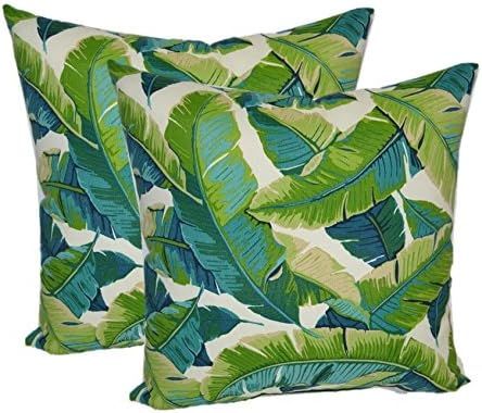 RSH Décor Set of 2 Indoor Outdoor Throw Pillows Balmoral Opal Kiwi Green Cancun Blue Bright Trop... | Amazon (US)