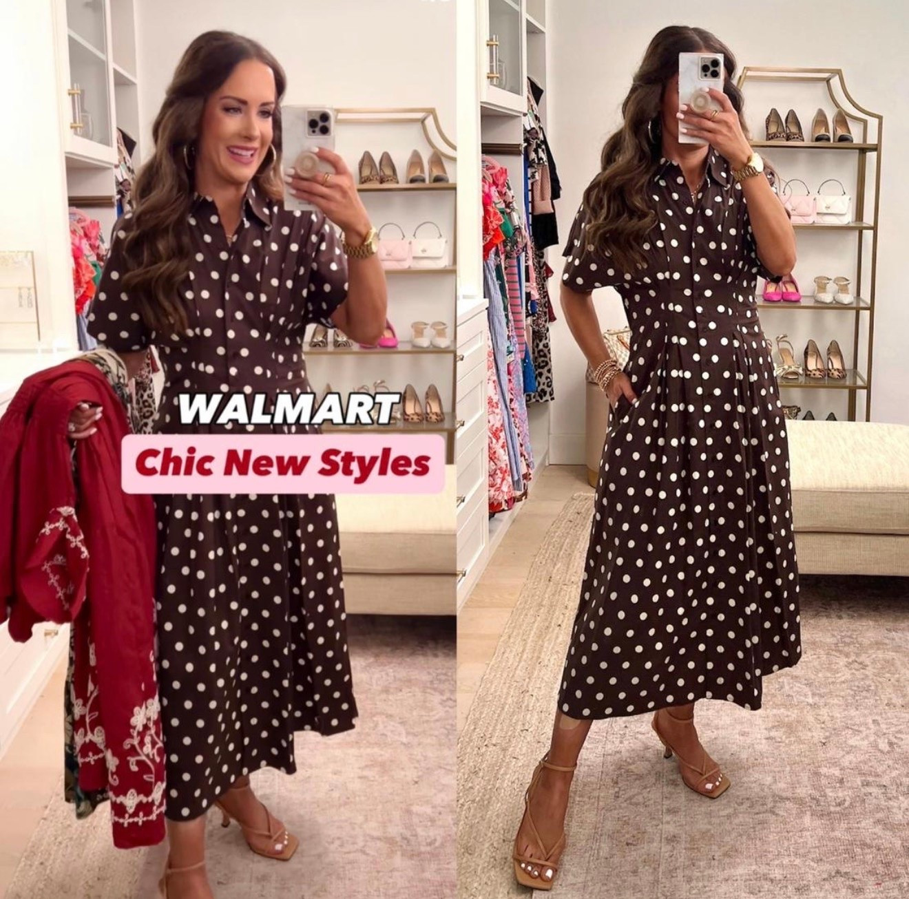 Scroll to shop! Cutest new dresses! Wearing size 4 in dot dress. Follow us for more! ❤️