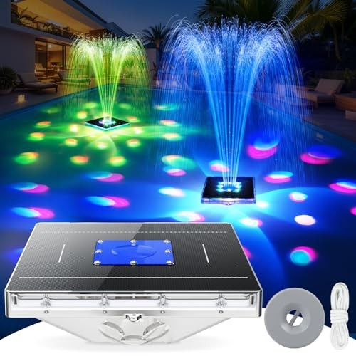 UniWater Solar Pool Fountain with Light Show, 2025 Upgraded Large Solar Pool Water Fountain, 2 Spray Modes Floating Pool Fountain for Above Ground Pool,Solar Floating Fountain Pump for Pool Pond-1PK | Amazon (US)