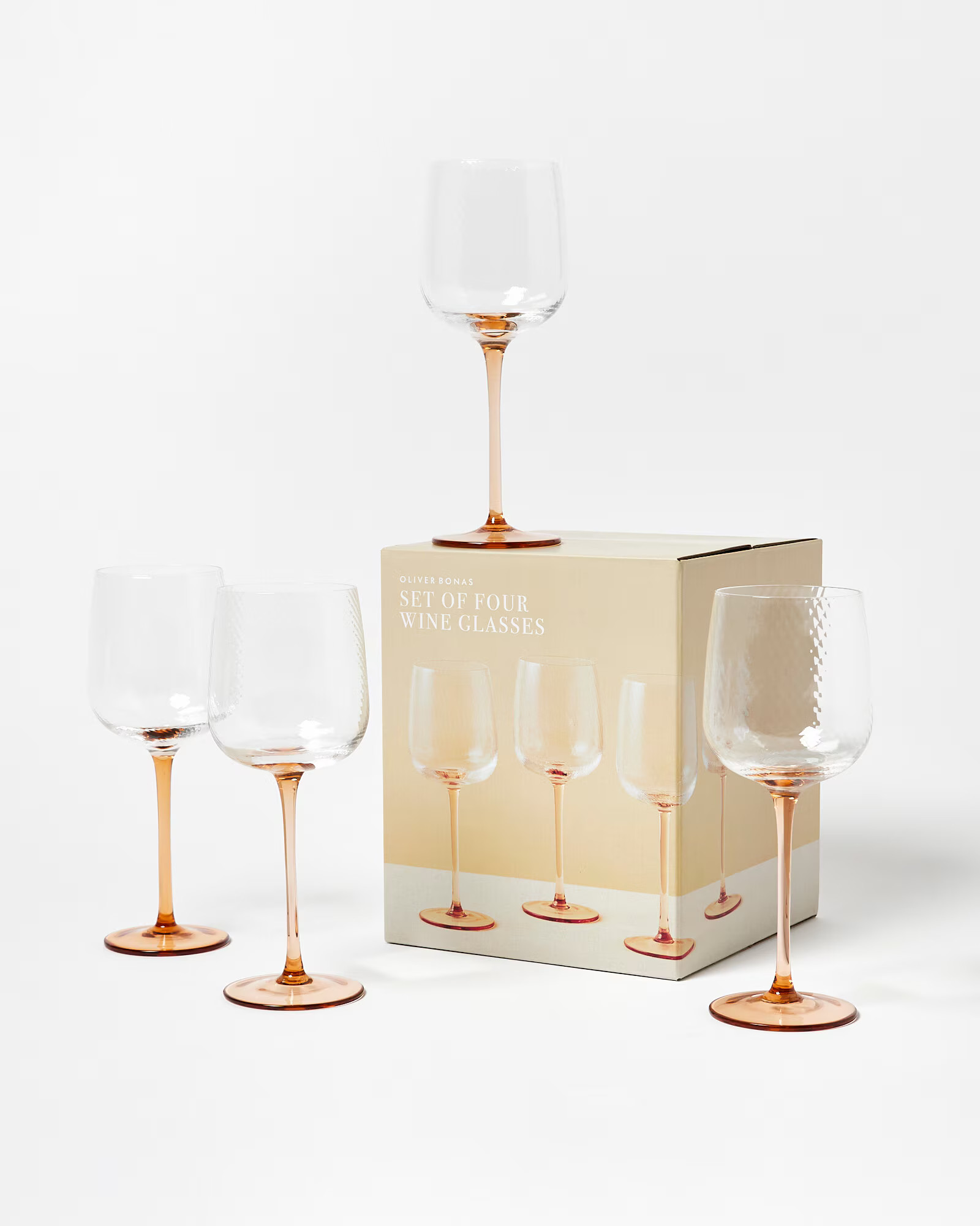Raya Peach Wine Glasses Set of Four | Oliver Bonas | Oliver Bonas (Global)
