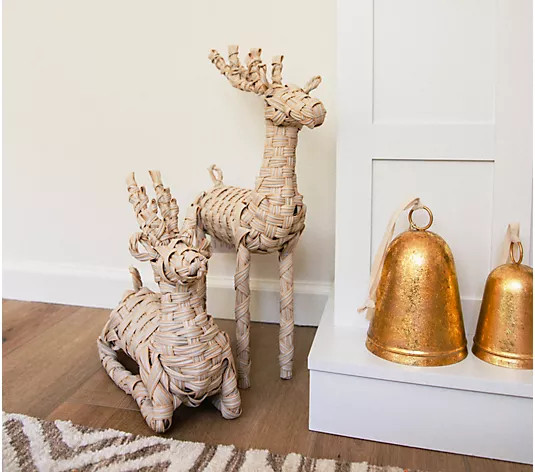 12.5" Rattan Sitting Deer by Lauren McBride - QVC.com | QVC