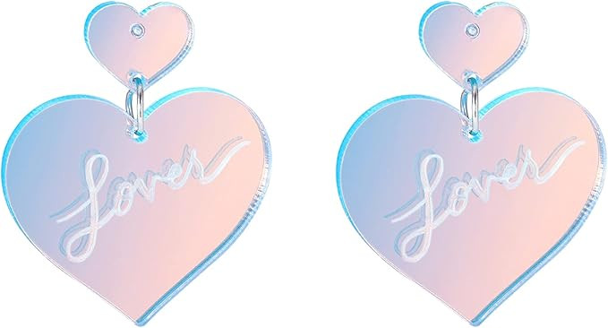 Pink Heart Earrings Lover heart earrings dangle Taylor Lover Earrings Arylic TS Lover heart Shape... | Amazon (US)