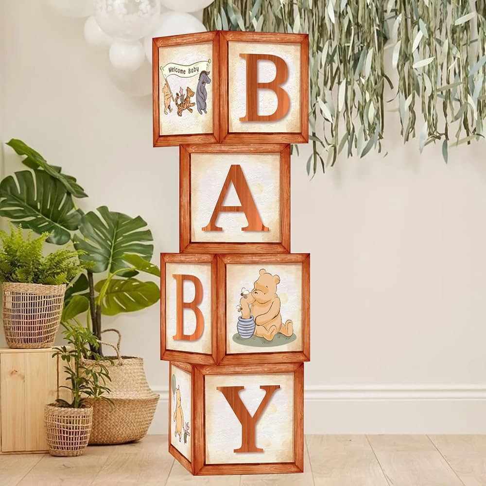 Sweet Baby Classic Winnie Pooh Baby Shower Decorations Boxes Vintage Theme Bear Wooden Party Deco... | Amazon (US)