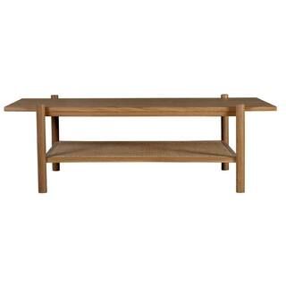 AndMakers Newport 43.3 in. Wood and Woven Rattan Coffee Table in Oak Finish-TW-NP-CF-IV-FA - The ... | The Home Depot