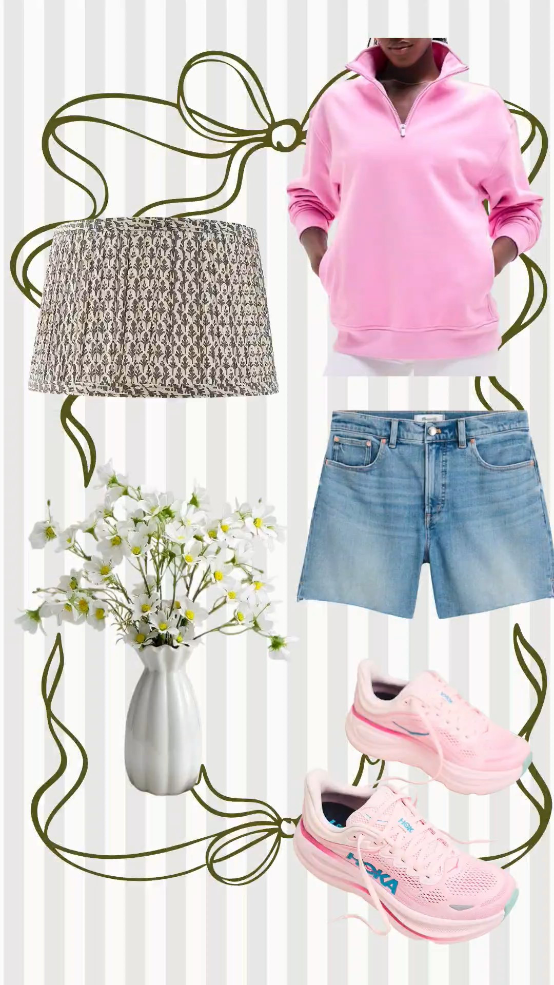 5 favorites from this week. The sweatshirt is so soft and the color is perfect.  I have a small.It is so hard to find a good pair of denim shorts, but I think I found them! I can wear a 28 or 28, but i bought a 29 and they're perfect...but not too tight.And where have Hokas been all my life? These are the most comfortable shoes ever!!

#LTKOver40 #LTKSeasonal #LTKHome