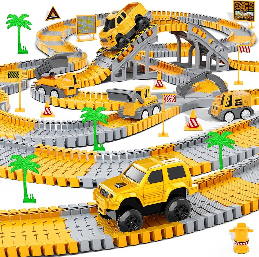 Kids Toys 253 PCS Construction Race Tracks Toy for 3 4 5 6 7 8 Year Old Boys Girls, 5 PCS Constru... | Amazon (US)