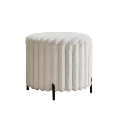 Lyngins 22" Round Ottomans,Faux Fur Upholstered Ottoman Benches with Metal Legs,Lightweight Footstools for Bedroom,Living Room,Entryway,Beige | Target