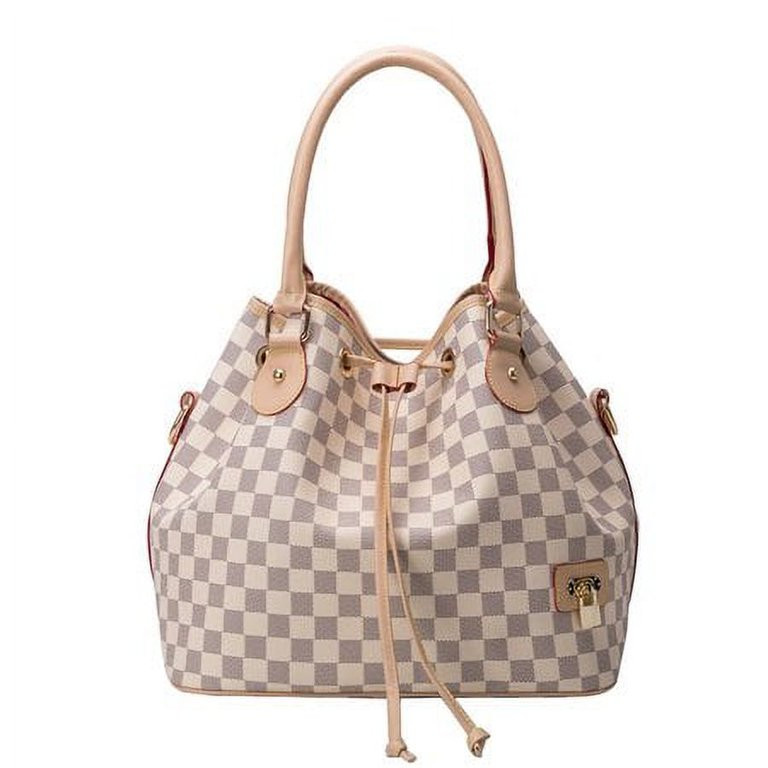 Checkered Tote Shoulder Handbags Bag with Inner Pouch Pu Vegan Leather - Walmart.com | Walmart (US)