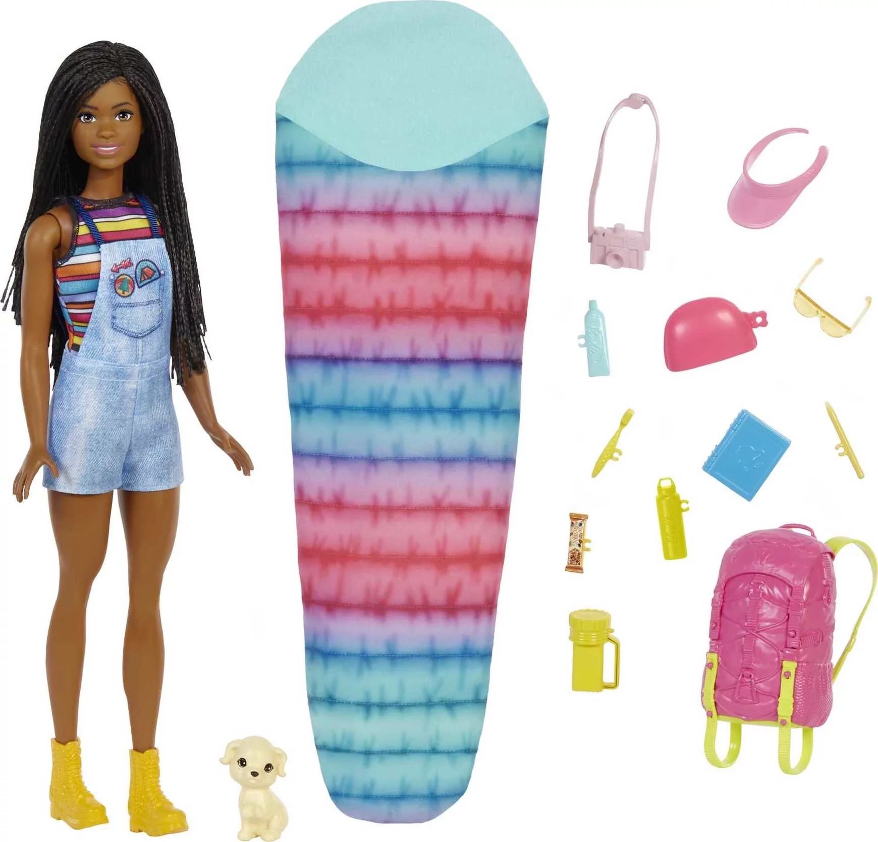 Barbie It Takes Two Brooklyn Doll & 10+ Accessories, Camping-Themed Set with Puppy, Sleeping Bag ... | Walmart (US)