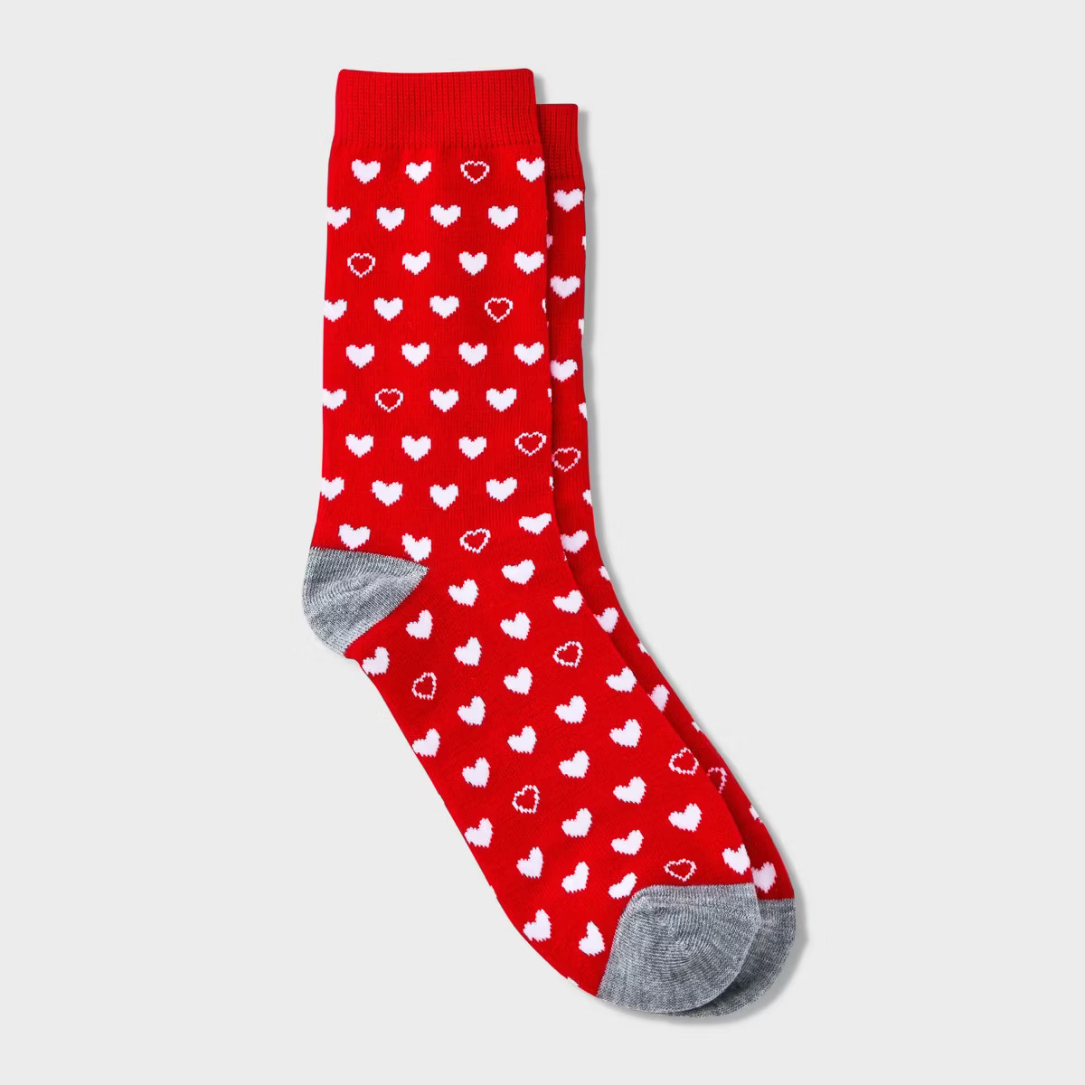 Women's Mixed Hearts Valentine's Day Crew Socks - Red 4-10 | Target