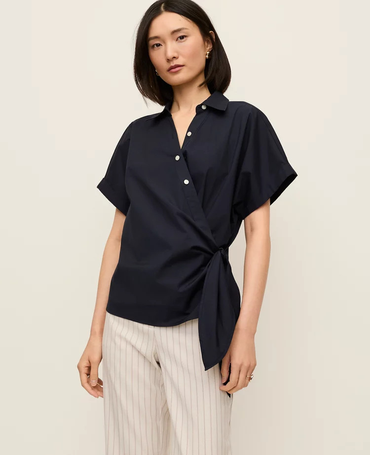 Collared Tie Waist Top | Ann Taylor