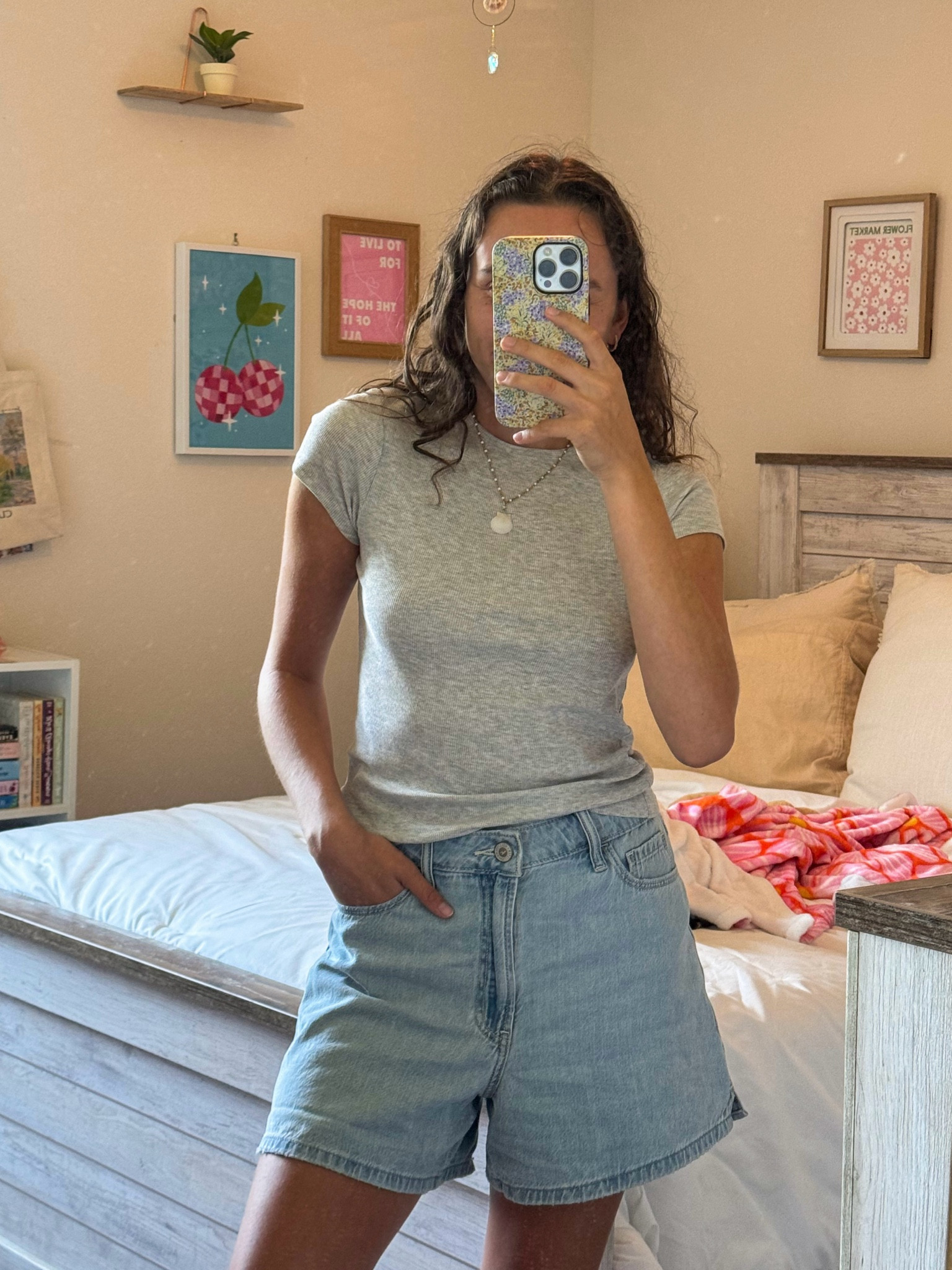 simple comfy outfit! cotton tee & denim shorts <3 wearing size S in top and 24 in shorts 

#LTKStyleTip #LTKFindsUnder50 #LTKSeasonal