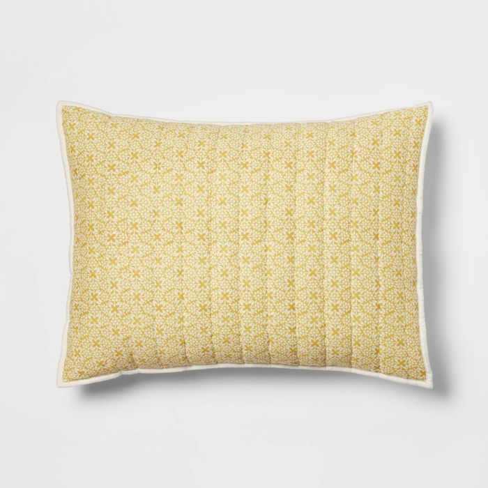 Standard Pick Stitch Medallion Quilt Sham Yellow - Threshold™ | Target