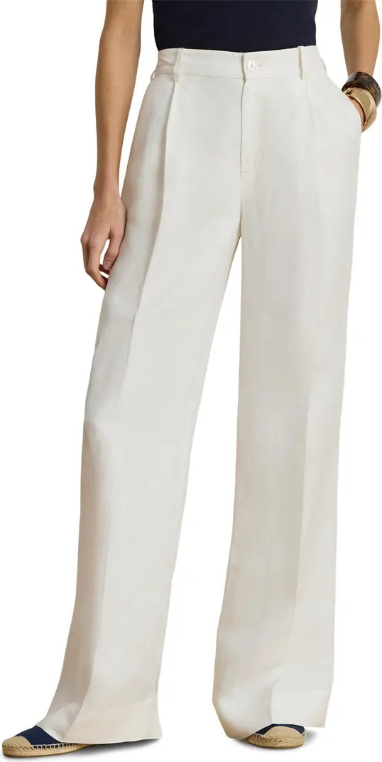 Lauren Ralph Lauren Linen Blend Twill Wide Leg Pants | Nordstrom | Nordstrom