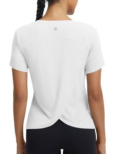baleaf Women's Short Sleeve Workout Shirts Athletic Tops Sun Protection Breathable T-Shirts Quick Dry Gym Running Tennis White M | Amazon (US)