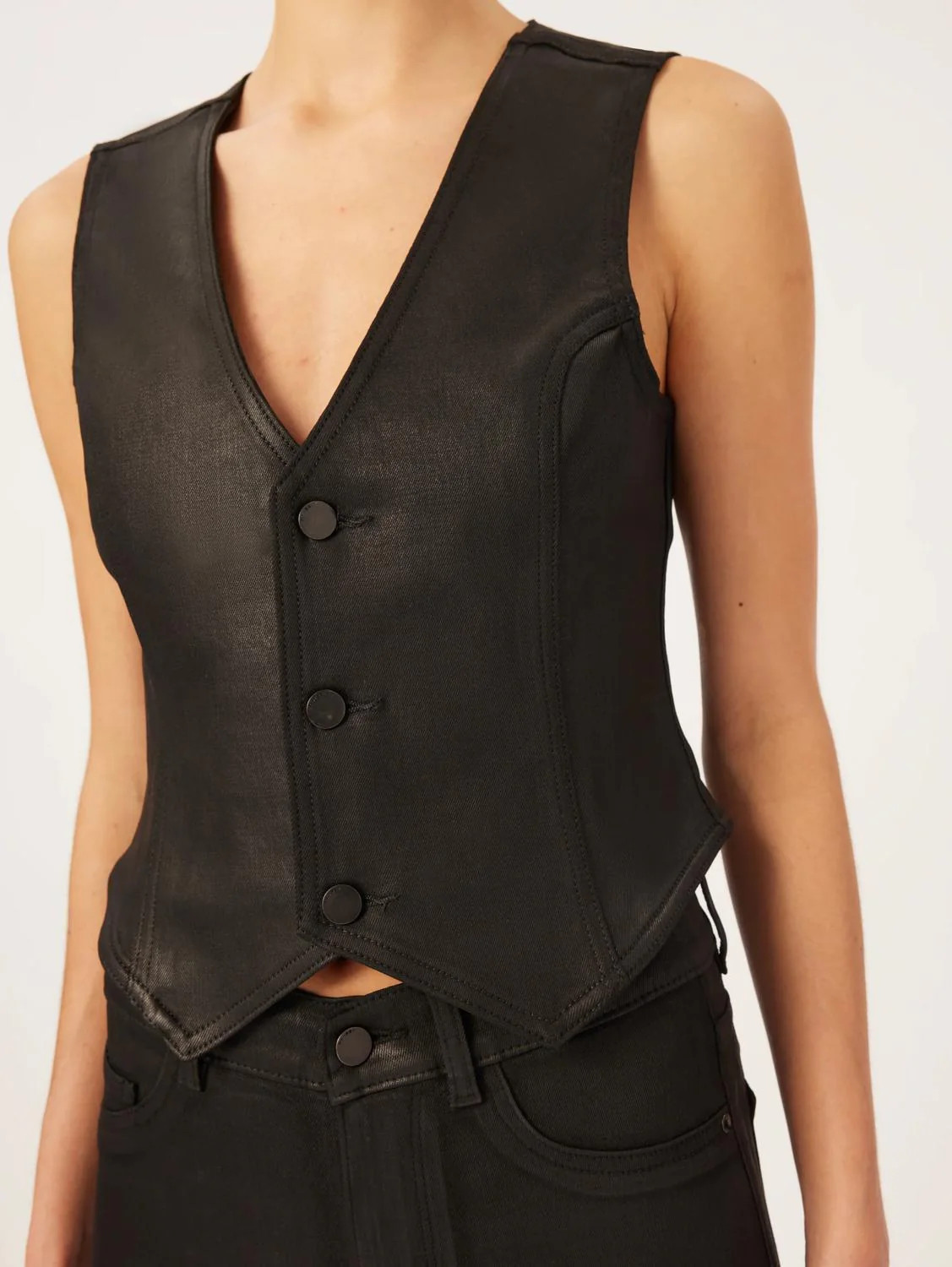 Moto Vest In Black Coated | Shop Simon