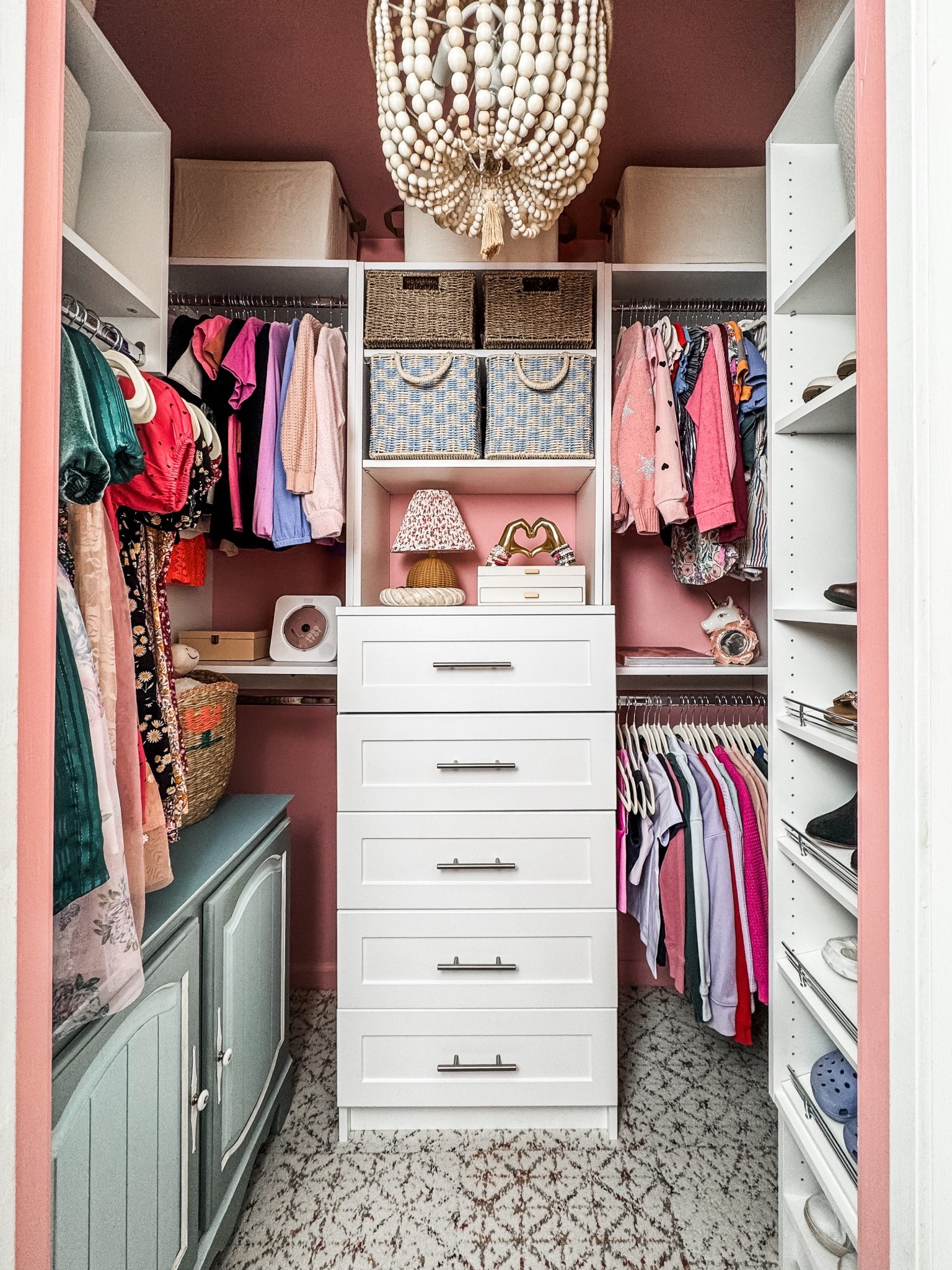 Pink tween closet 🩷

#girlcloset #tweencloset #storagebasket #chandelier

#LTKFamily 

#LTKHome