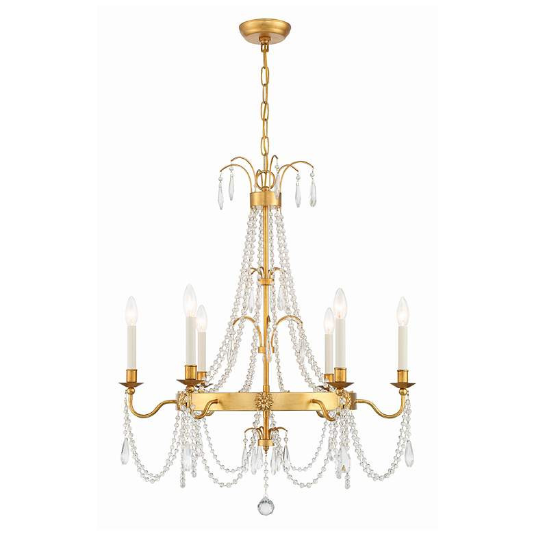 Crystorama Maizey 6 Light Antique Gold Chandelier | Lamps Plus