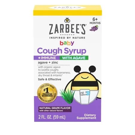 Zarbee's Baby Agave Cough Syrup + Immune Support*, Grape, 2 fl. oz | Walmart (US)