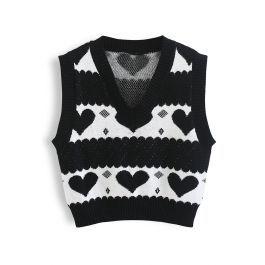 Gentle Black Heart Knit Vest | Chicwish