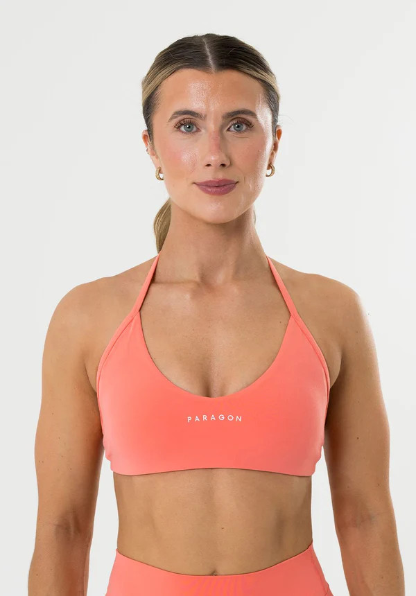 FormLux\u2122 Enhance Halter Sports Bra Juicy Peach | Paragon Fitwear