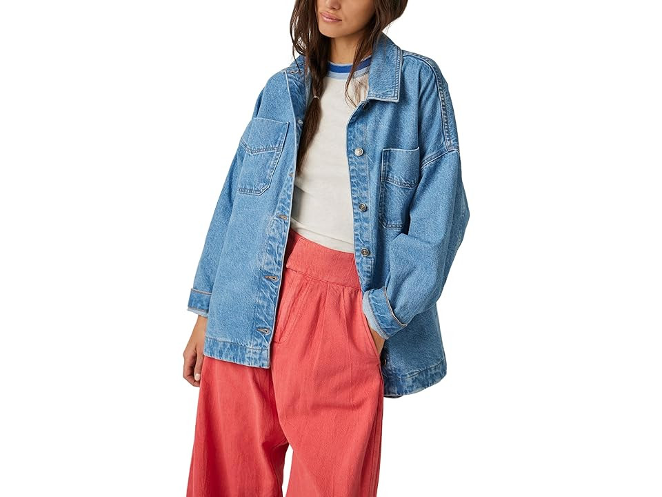 Free People Madison City Denim Jacket (Solar Wash) Women's Clothing | Zappos
