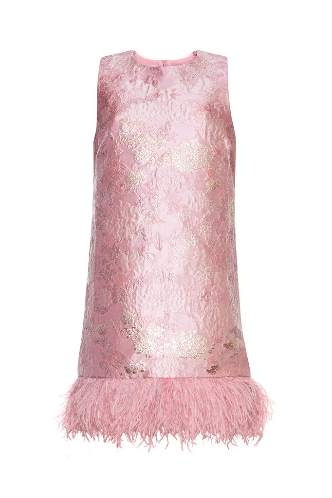 Belmond Dress in Floral Matelasse Pink | Over The Moon
