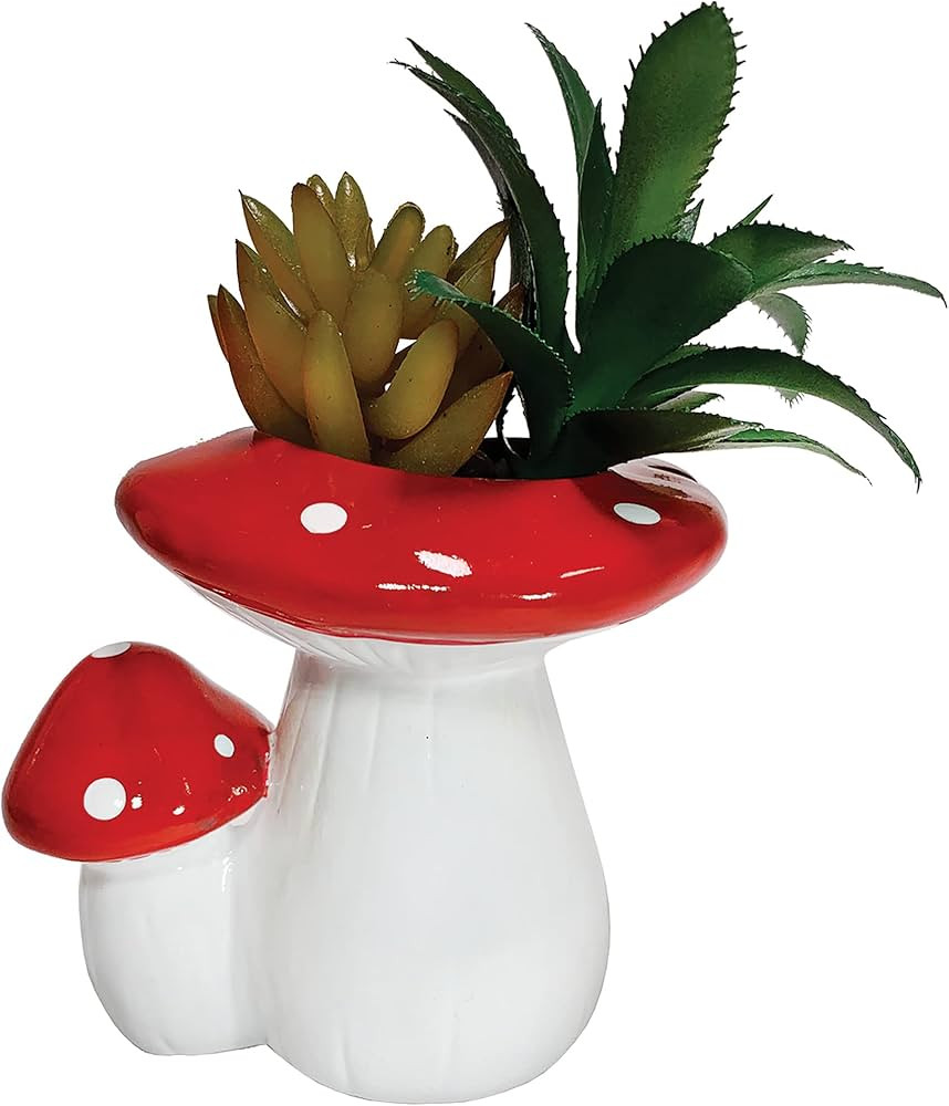 Streamline Imagined Mini Mushroom Planter with Faux Succulent | Amazon (US)