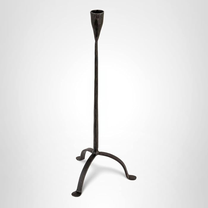 Creative Co-Op 16" H Hand-Forged Cast Metal Footed Taper Holder, Black | Amazon (US)