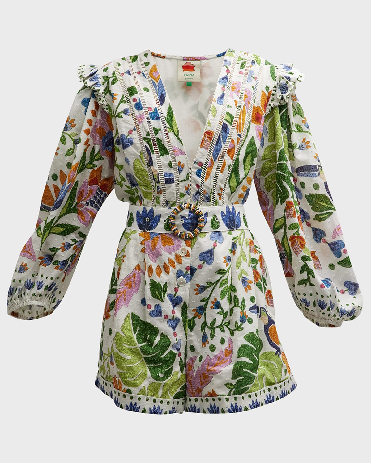 Summer Garden Cotton Dobby Romper | Neiman Marcus