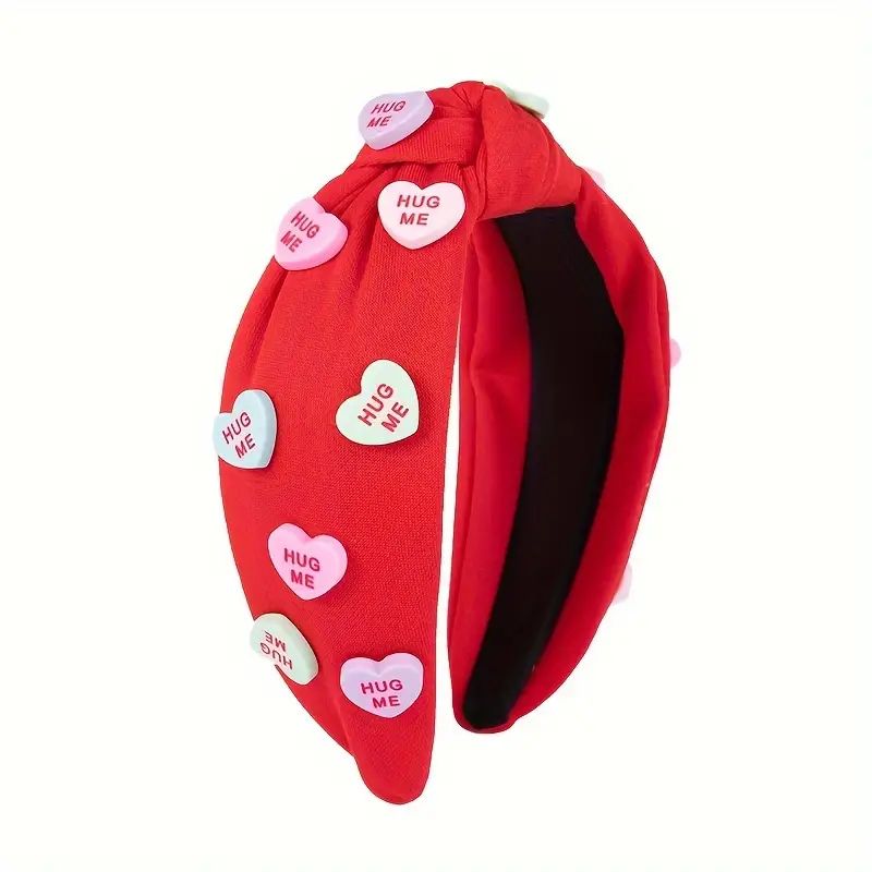 Valentine's Day Hair Accessories Heart Pattern Decorative Knotted Band Wide Brimmed Non Slip Head... | Temu Affiliate Program