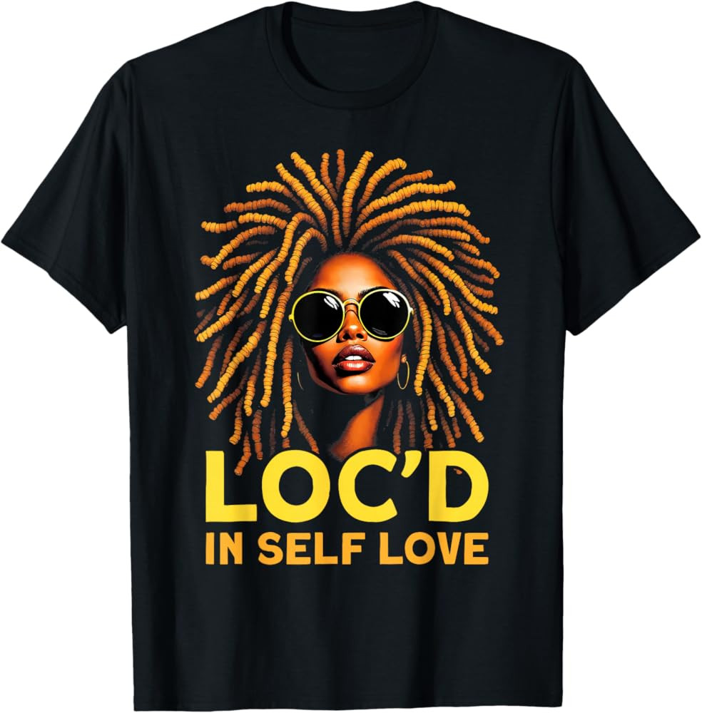 Loc'd Hair Black Queen Afro Woman Melanin Girl Art T-Shirt | Amazon (US)