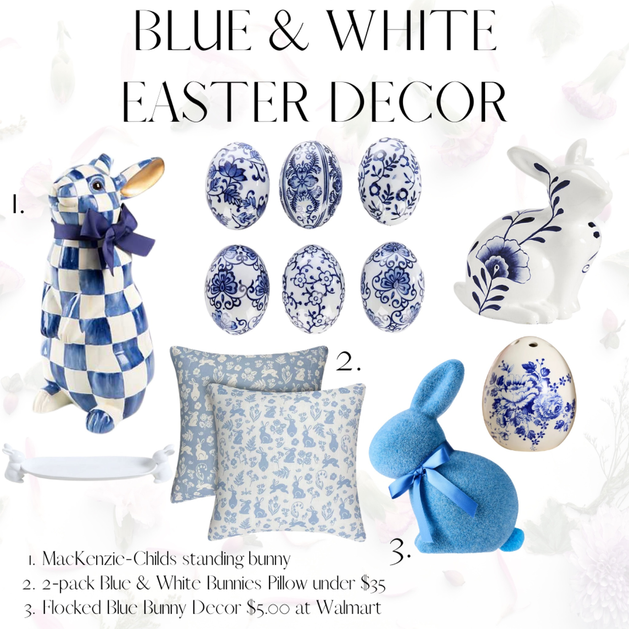 Blue and white Easter decor. 

Easter decor, spring decor, Easter bunnies, home decor, seasonal decor 

#LTKSeasonal #LTKFindsUnder100 #LTKHome
