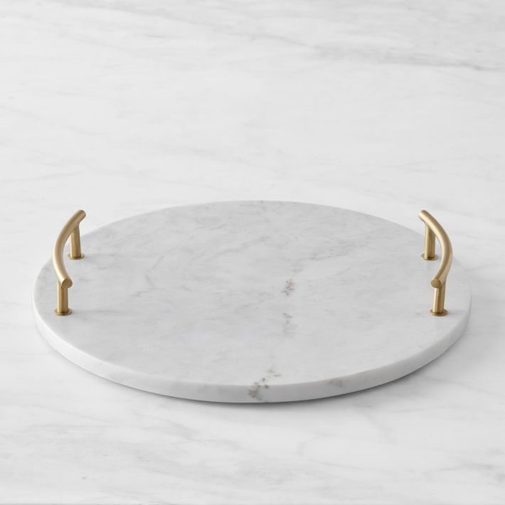 Round Marble and Brass Tray | Williams-Sonoma
