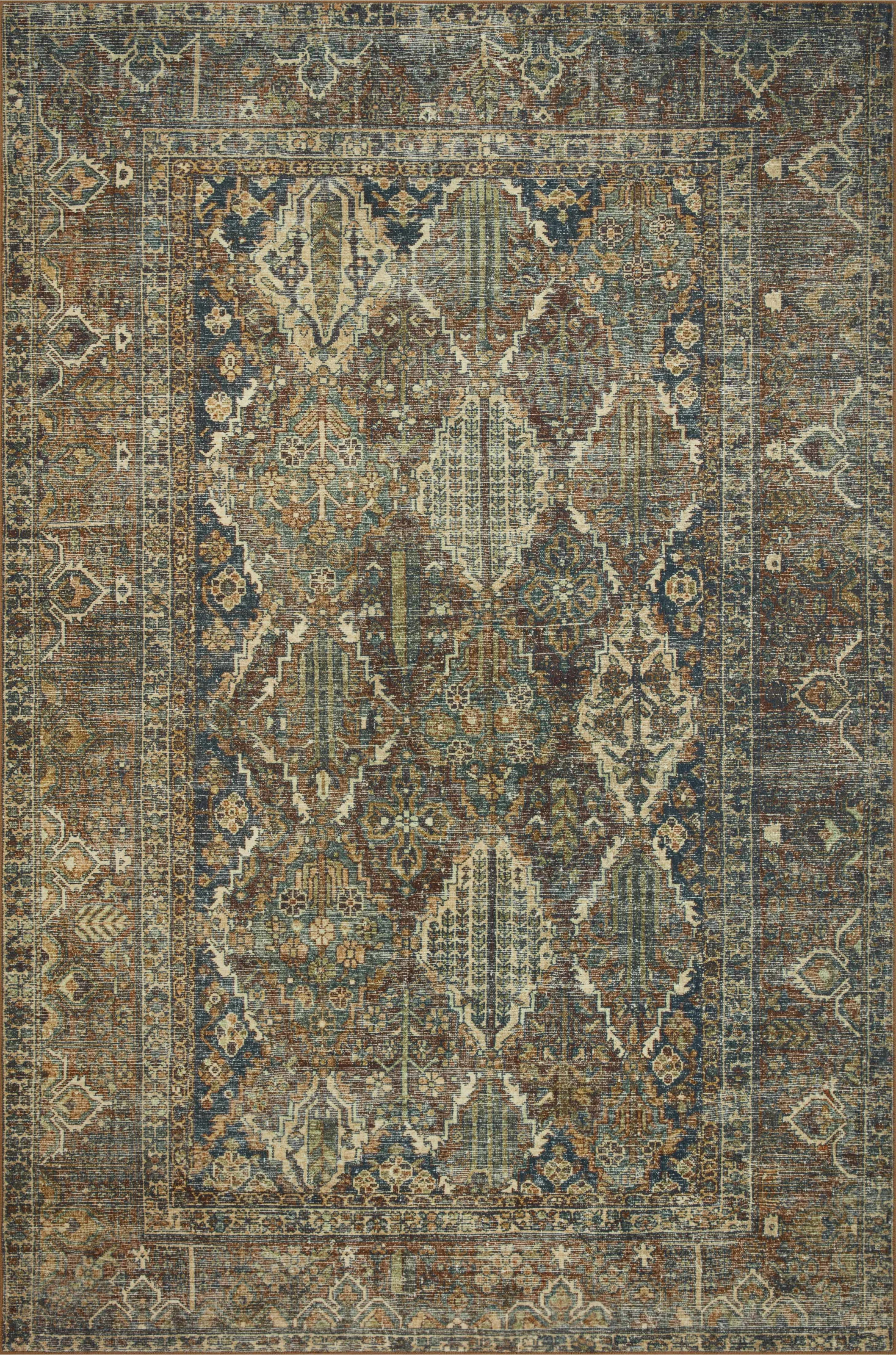 Magnolia Home By Joanna Gaines X Loloi Banks Machine Washable Spice / Blue Area Rug | Wayfair North America