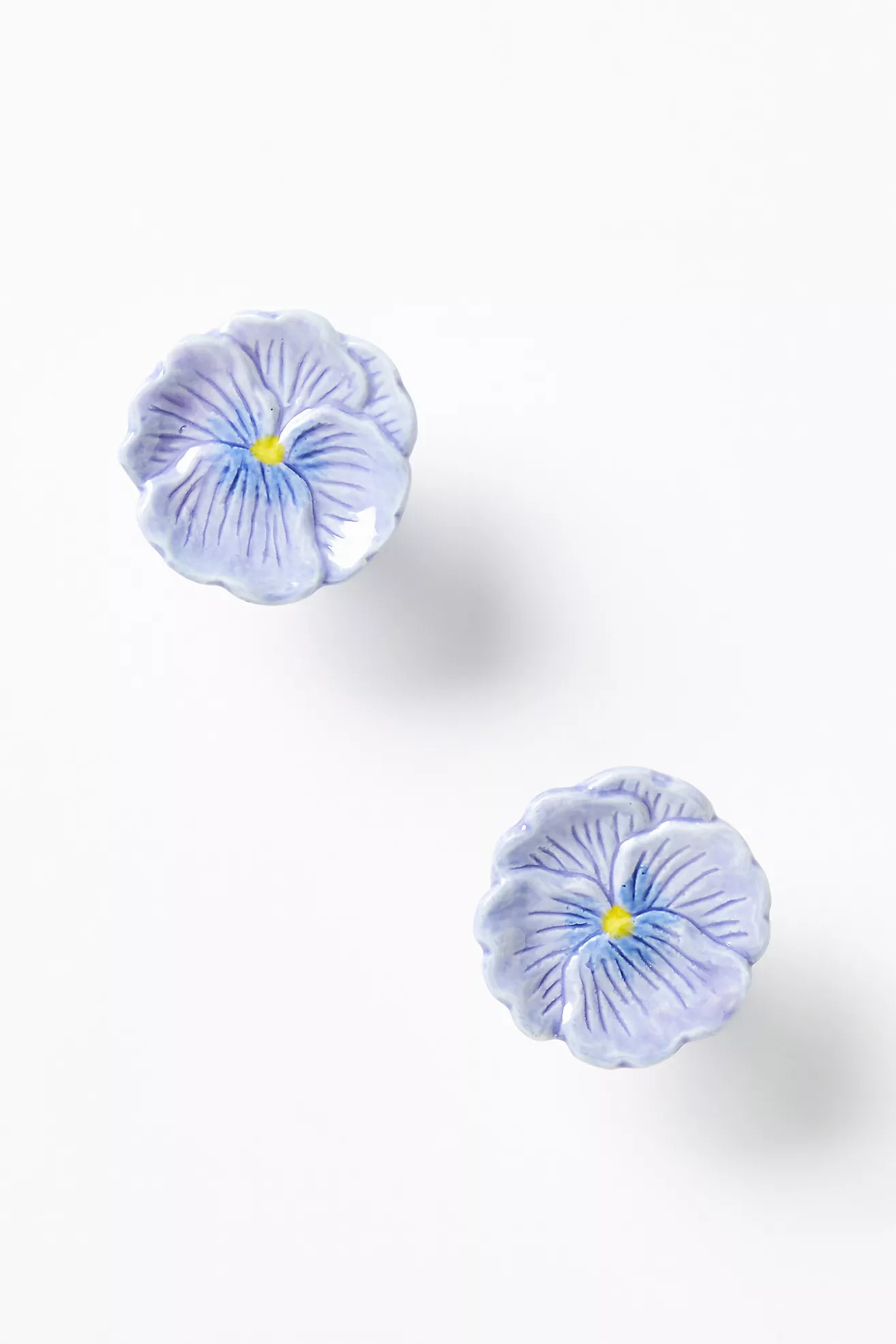 Lyah Pansy Stoneware Floral Knobs, Set of 2 | Anthropologie (US)